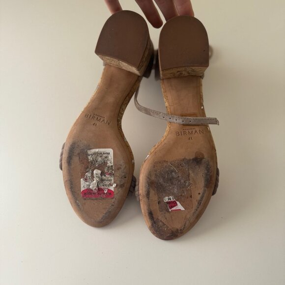Alexandre Birman Vicky-chiara knot Sandals cork block heel Size 41 in taupe - Picture 5 of 15